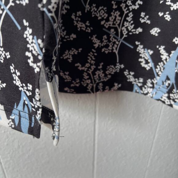 Fantaslook Top Women Large Dark Floral Stretch Minimalist Career Workwear Casual - Picture 8 of 12